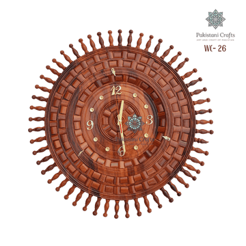 Handmade Carving Wooden Wall Clock Traditional Block Style H.D