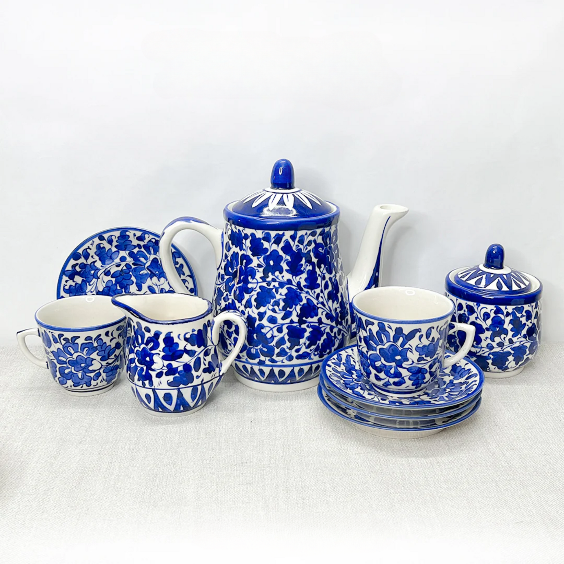 Blue Pottery Tea Set