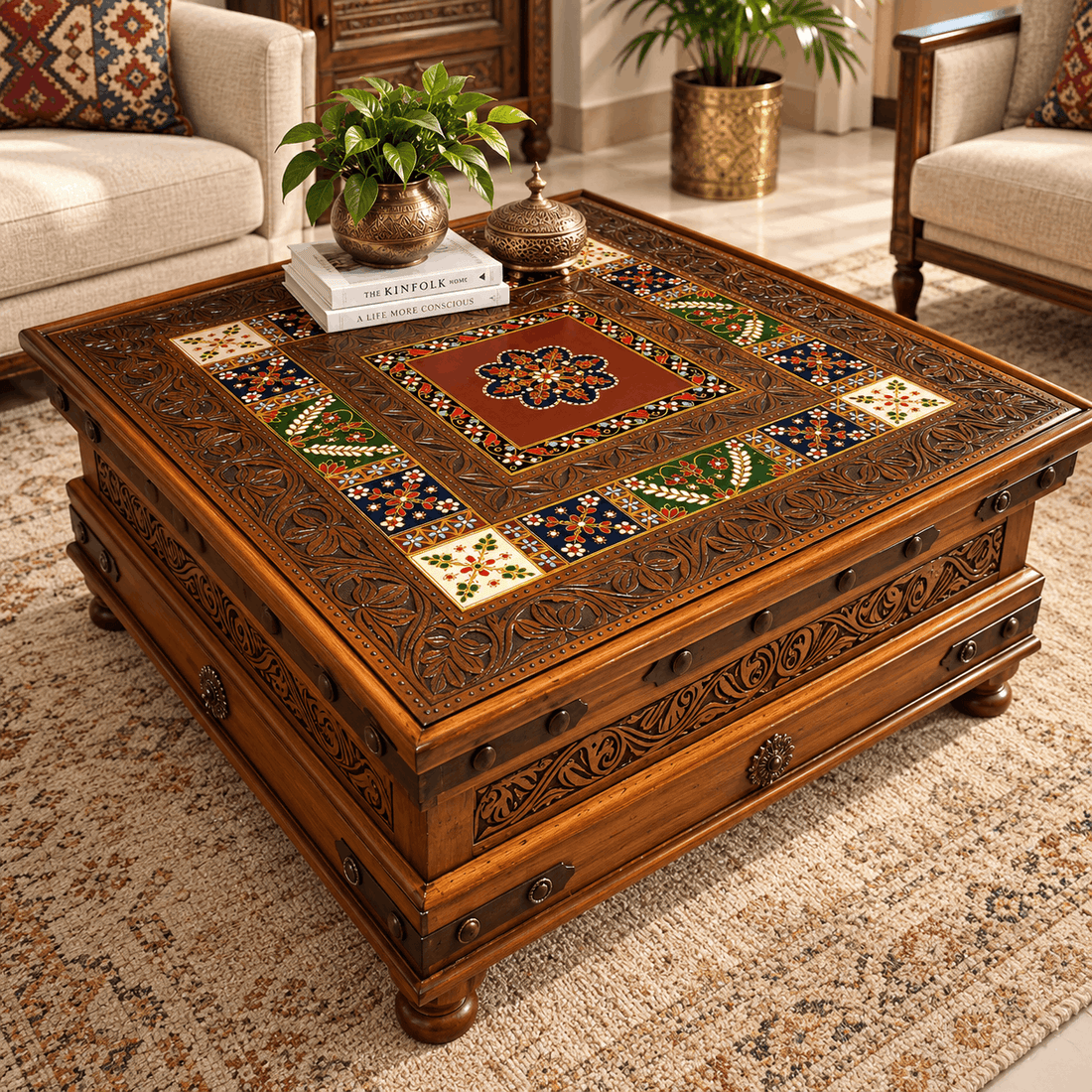 Hand Made Swati Turk Style Square Central Table H.F
