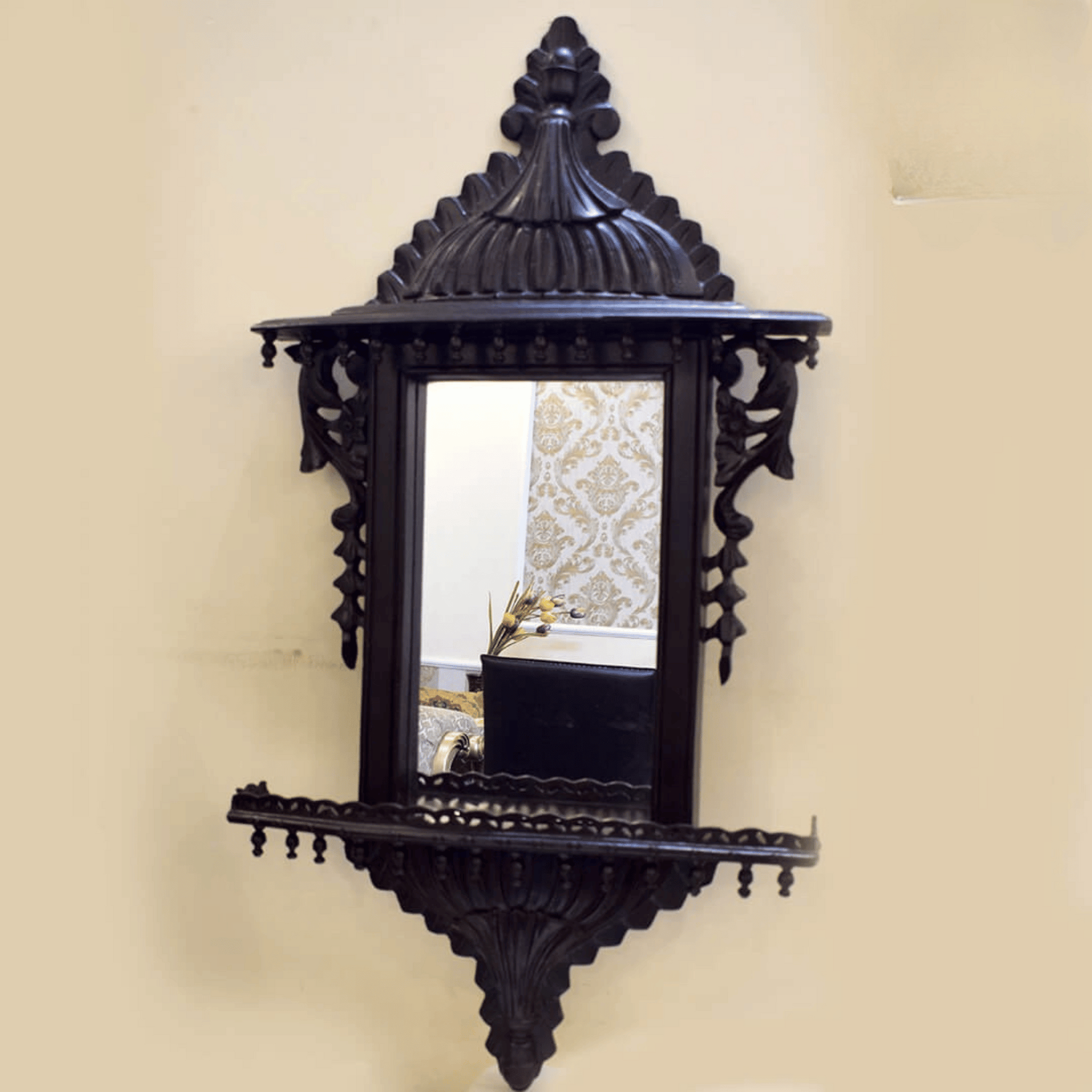 Chocolate Brown Mirror Frame Jharoka