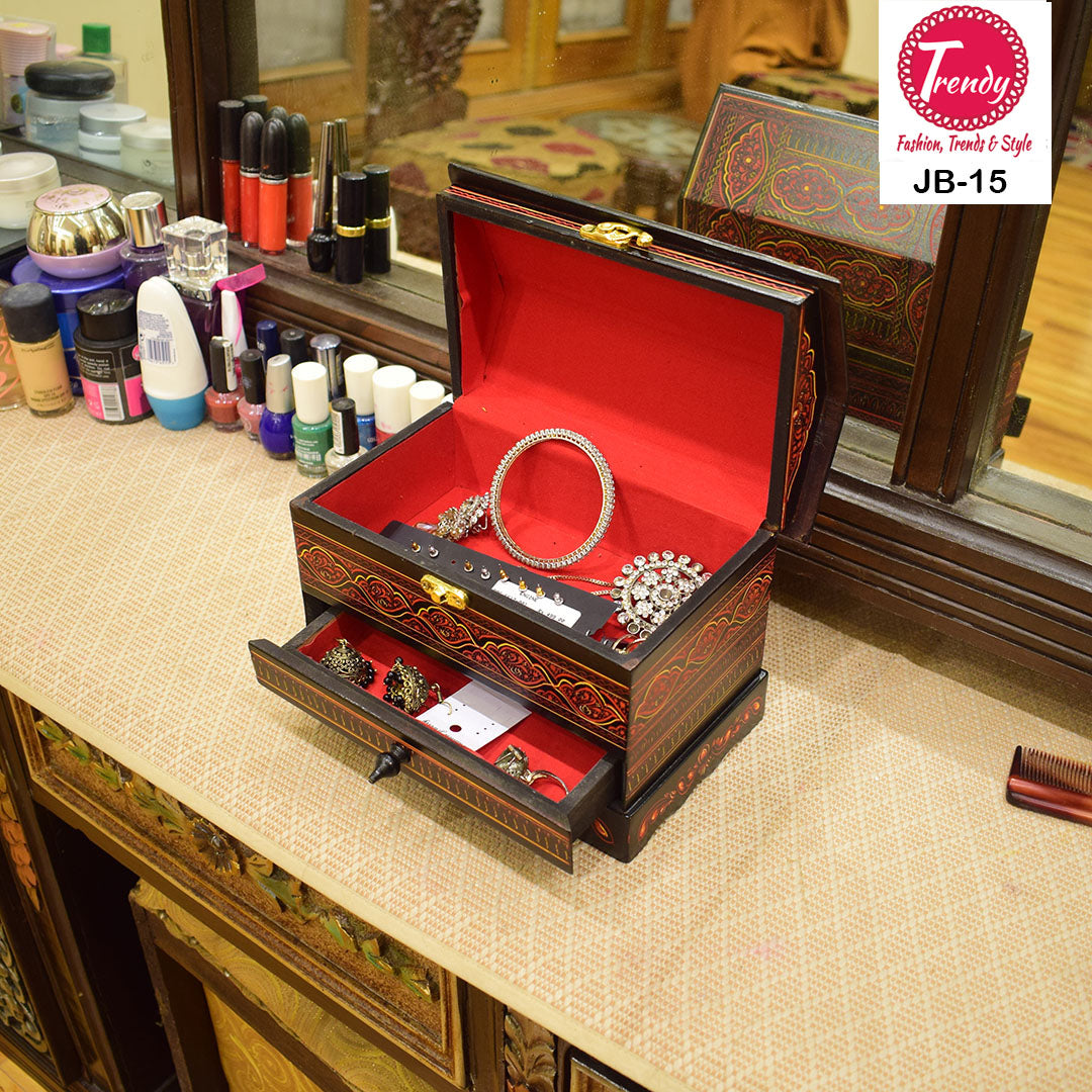 Hand Crafted Multi portion Jewelry Box Lacquer Art JB-15 - Trendy Pakistan