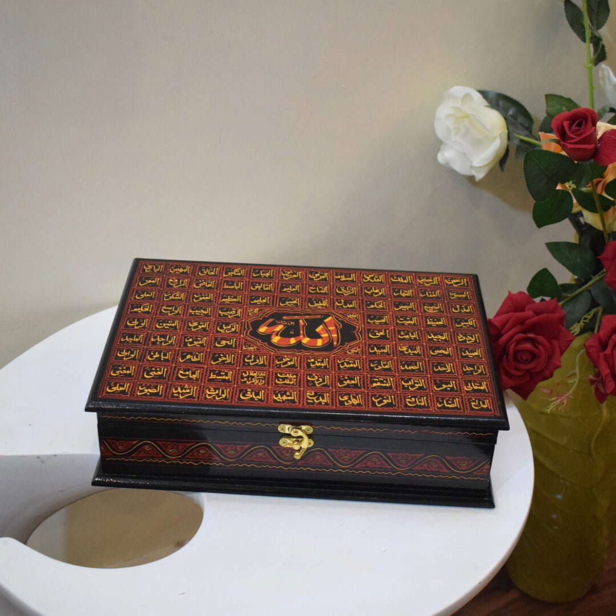 Wooden Quran Rehail With Nakshi Art QB-03 - Trendy Pakistan