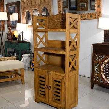 Handcrafted Wooden Almari – Swati Style with Mughal Art H.F