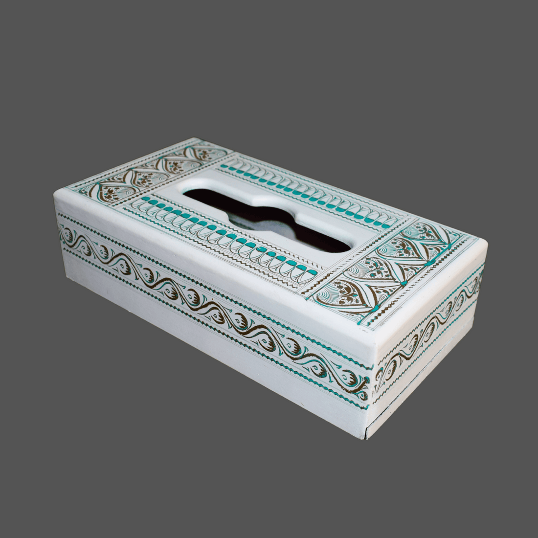Tissue Box White Lacquer Art