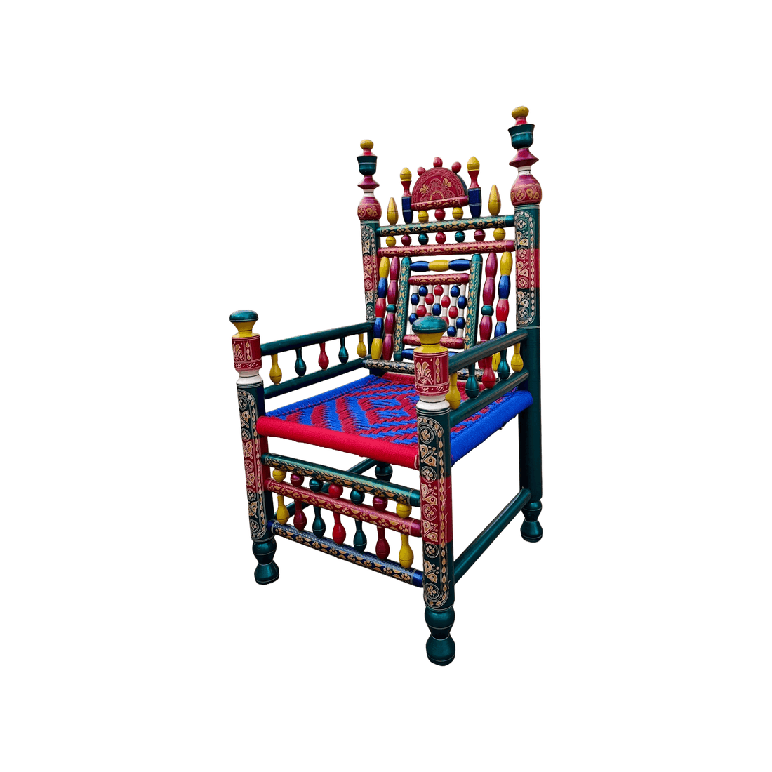 Punjabi Rangeen Chair – Zinc Green Painted