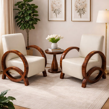 Handcrafted Solid Wood Accent Chair Set (Set of 2)
