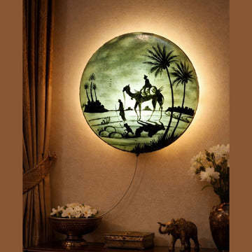 Handmade Camel Skin Wall Lamp – Hand Painted Village Style
