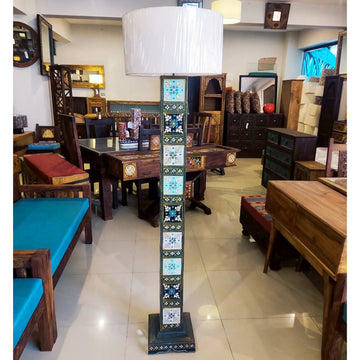Turkish Style Wooden Lobby Lamp – Handmade with Lacquer Work Black  n Zinic