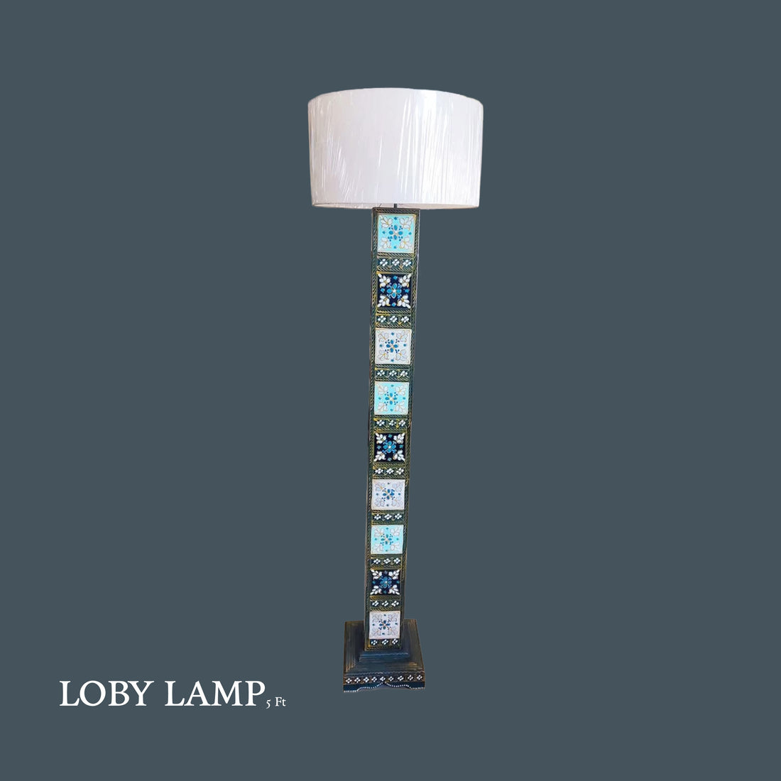 Turkish Style Wooden Lobby Lamp – Handmade with Lacquer Work Black  n Zinic