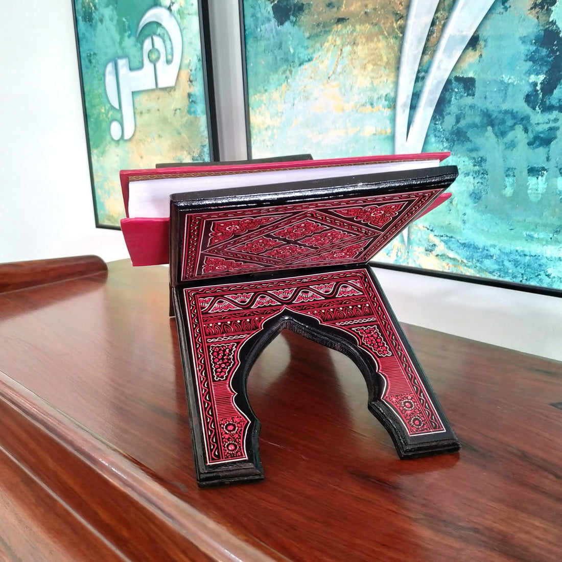 Handmade Wooden Quran Rahel with Lacquer Art 