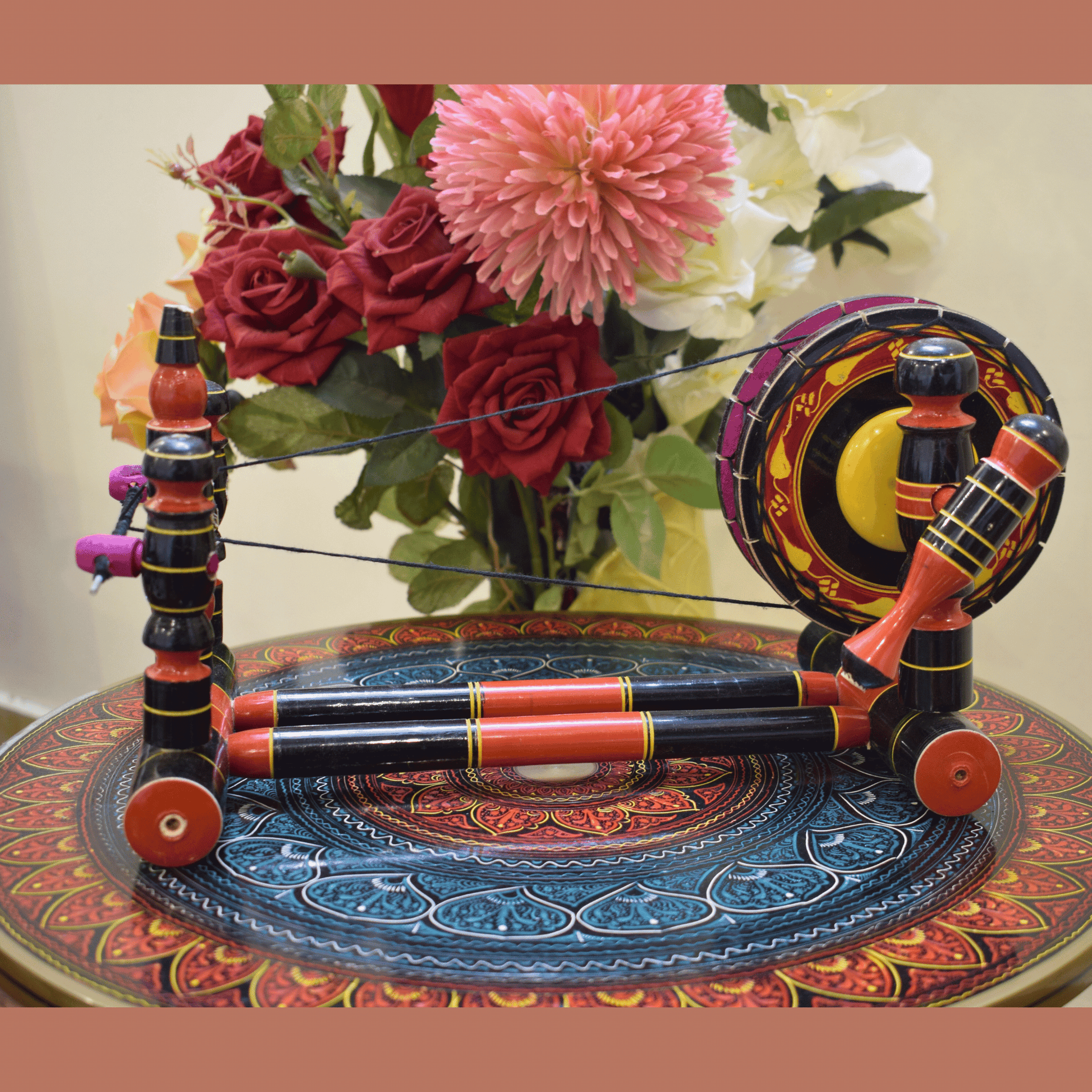 Punjabi Cultural Charkha – Handcrafted Souvenir Decoration Piece Dark Color