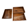 Wooden Tray Set of 3 with Brass Work