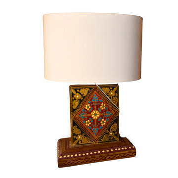 Turk Style Wooden Side Table Lamp Handmade With Lacquer Work H.F