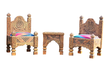 Bedroom Chair Set Original Swati Traditional Style Two Chair With Table H.F