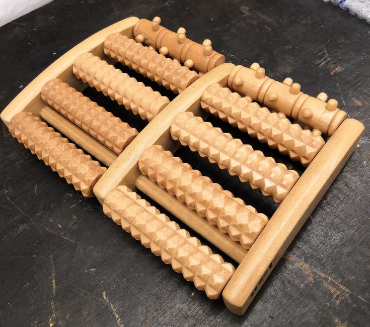 Hand & Foot 5-Row Roller Massager – Soft Wooden Relaxation Tool