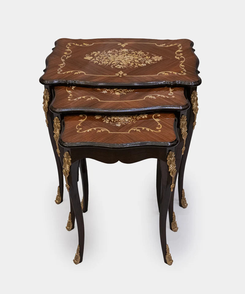 Antique French Louis Style Veneer Nesting Table