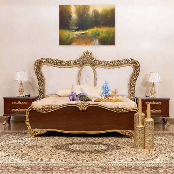 Classic Bed Set golden Carving