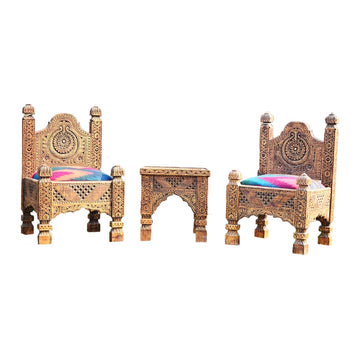 Bedroom Chair Set Original Swati Traditional Style Two Chair With Table H.F