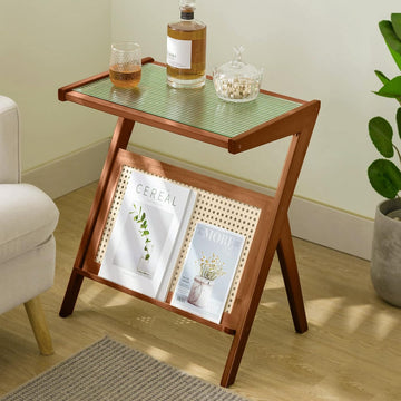Z Shaped Coffee Table with magazine Rack H.F
