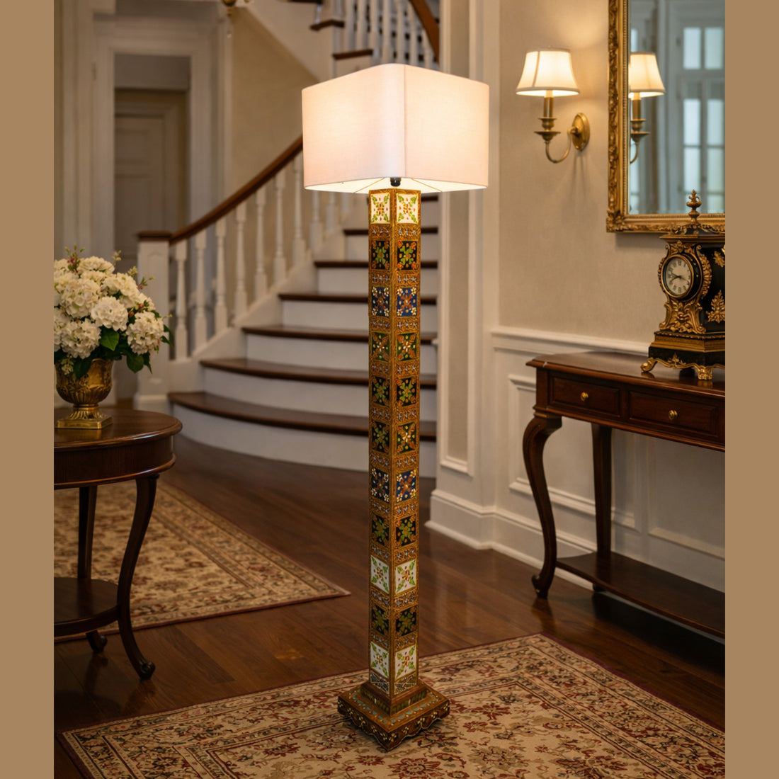 Turkish Style Wooden Lobby Lamp – Handmade with Lacquer Work
