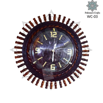 Handmade Carving Tukri Wooden Wall Clock H.D