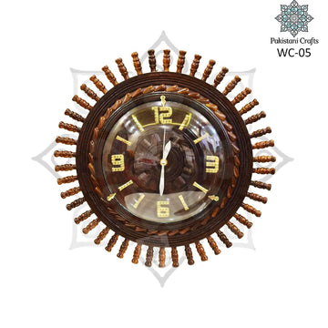 Handmade Wooden Carving Tukri Wall Clock H.D